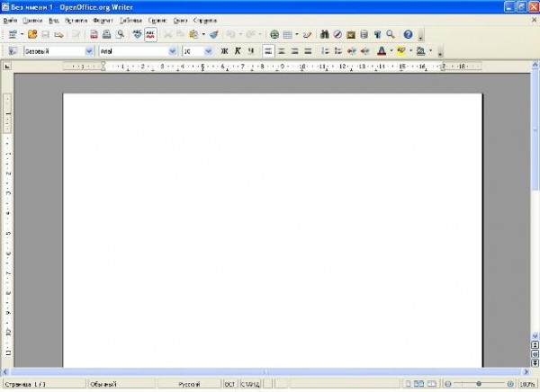 Окно программы OpenOffice Writer